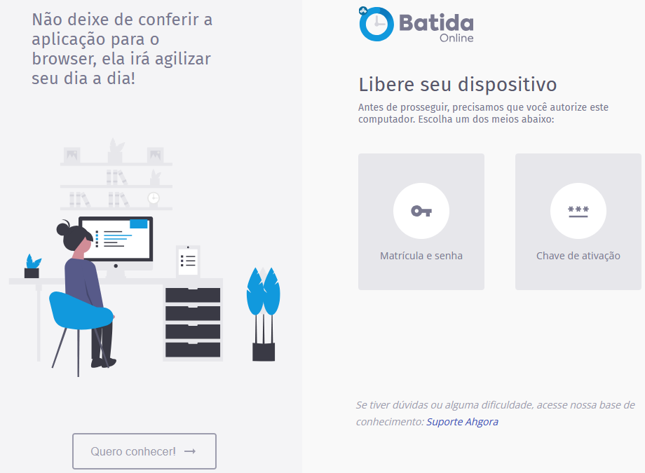 Tela real da Batida online com opções de liberação de dispositivo