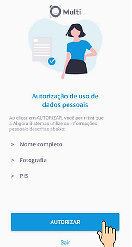 Tela de autorização de uso de dados pessoais do Ahgora Multi