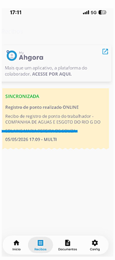 Tela de recibos do Ahgora Multi