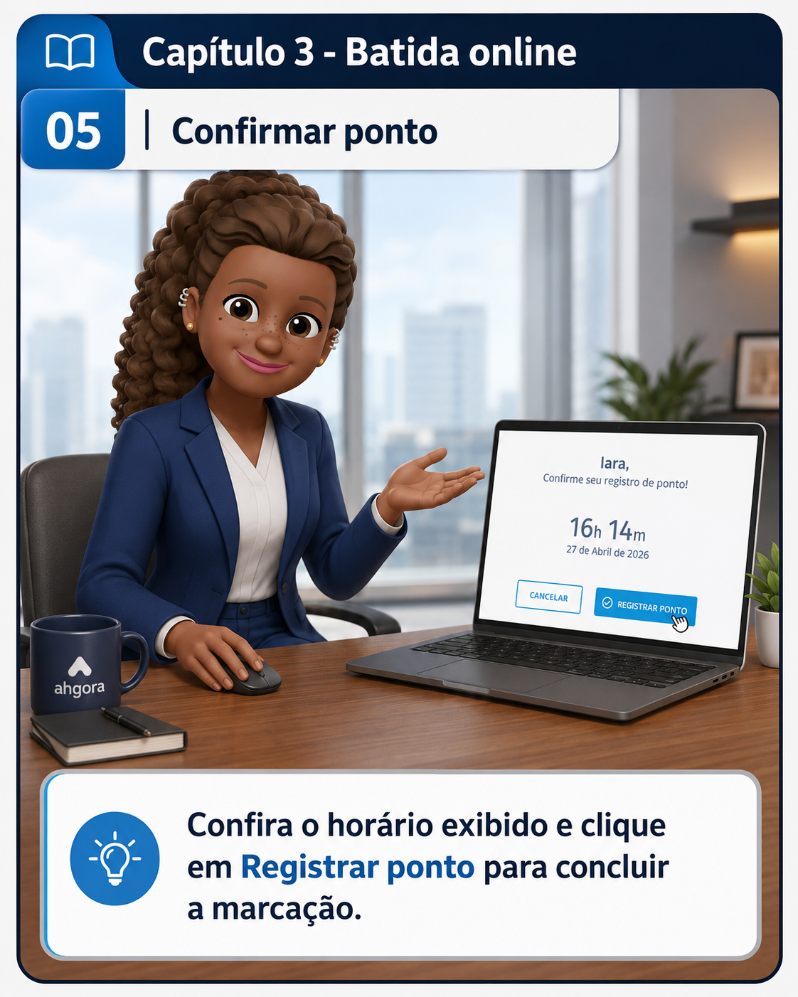 Tela de confirmação do registro de ponto na Batida online