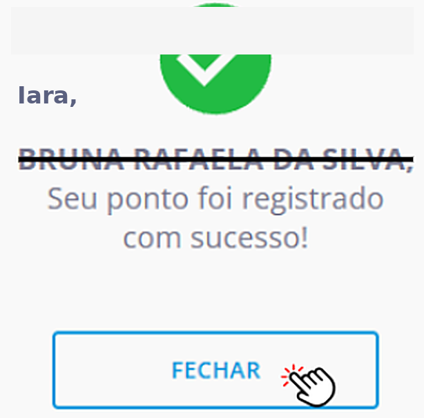 Tela de sucesso após registrar o ponto na Batida online