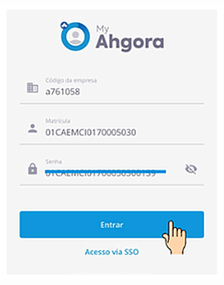 Tela de login do aplicativo My Ahgora