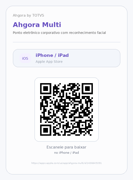 QR Code do Ahgora Multi para iPhone ou iPad
