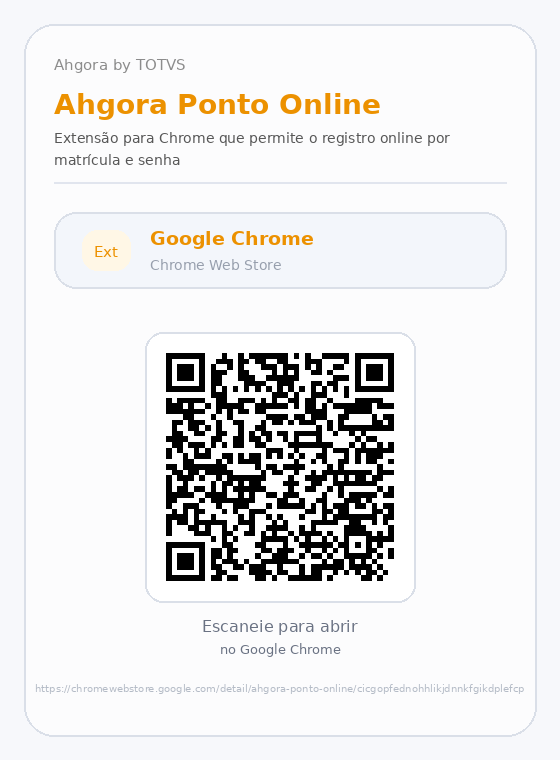 QR Code para instalar a extensão Ahgora Ponto Online no Chrome